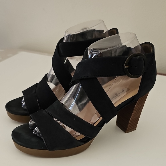 Paul Green Matte Black Strappy Heeled Sandals Us Size 8 Uk 5.5